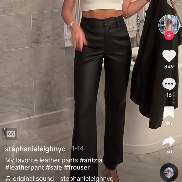 Brand New Aritzia Ascendant Pants - Black Leather (faux) - Picture 1 of 7